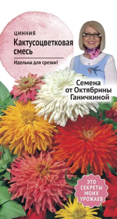 Цинния Кактусоцветковая смесь 0,3 г фото в интернет-магазине "Сортовые семена"