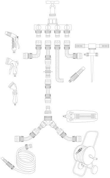 Фото АР 1024 Планка - адаптер распределительная с четырьмя запорными кранами с внутренней резьбой 1" и ре