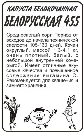 Капуста белокочанная Белорусская 455 (б/п) 0,5гр фото в интернет-магазине "Сортовые семена"